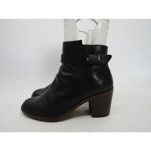 Halogen Womens Sz 6.5 M Black Leather Buckle Zip Ankle Fashion Boots Bootie